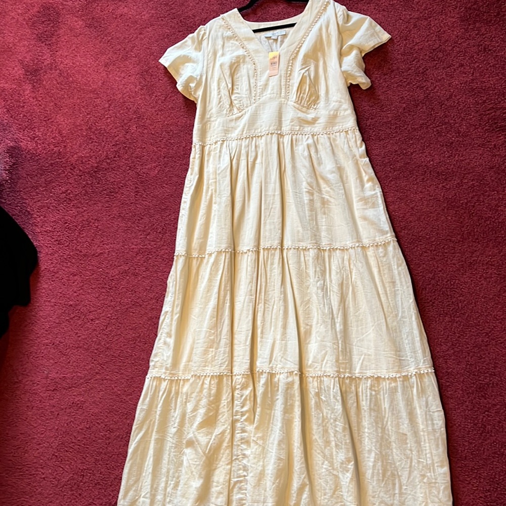 Loft Plus Cream Maxi Dress 16/18 NWT